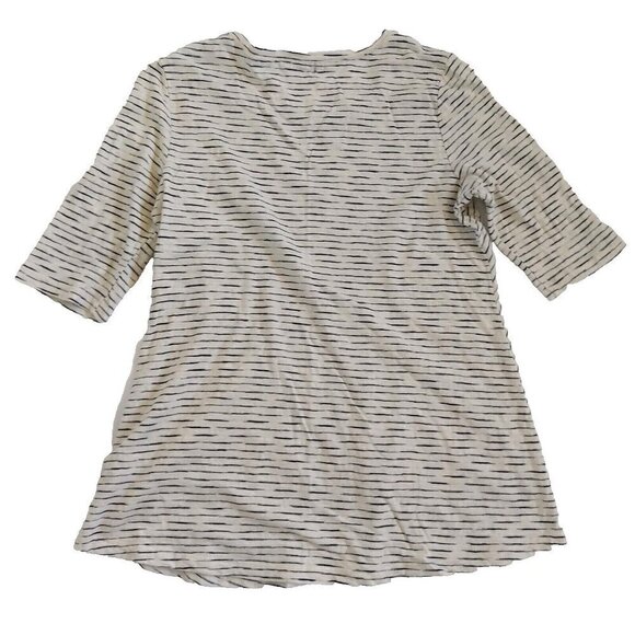 Habitat Women's Top Size XS Cream Gray Stripe Half Sleeve Swing Jersey Knit - Picture 10 of 10